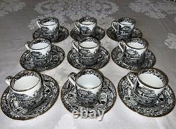 Tiffany & Co. Copeland Spode's Italian Black Demitasse Coffee Can Sets c. 1900