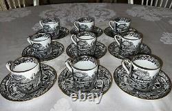 Tiffany & Co. Copeland Spode's Italian Black Demitasse Coffee Can Sets c. 1900