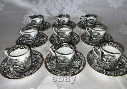 Tiffany & Co. Copeland Spode's Italian Black Demitasse Coffee Can Sets c. 1900