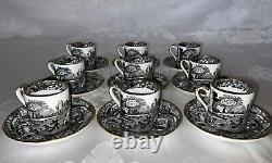 Tiffany & Co. Copeland Spode's Italian Black Demitasse Coffee Can Sets c. 1900