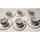 Tiffany & Co Demitasse 6 Sets Cups & Saucers White Purple Trim Rare Japan