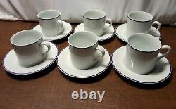 Tiffany & Co Demitasse 6 Sets Cups & Saucers White PURPLE TRIM Rare Japan