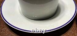 Tiffany & Co Demitasse 6 Sets Cups & Saucers White PURPLE TRIM Rare Japan