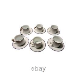 Tiffany & Co Demitasse 6 Sets Cups & Saucers White PURPLE TRIM Rare Japan