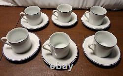 Tiffany & Co Demitasse 6 Sets Cups & Saucers White PURPLE TRIM Rare Japan