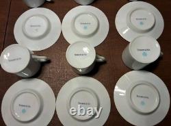 Tiffany & Co Demitasse 6 Sets Cups & Saucers White PURPLE TRIM Rare Japan
