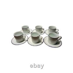 Tiffany & Co Demitasse 6 Sets Cups & Saucers White PURPLE TRIM Rare Japan