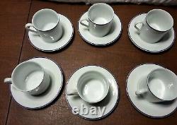 Tiffany & Co Demitasse 6 Sets Cups & Saucers White PURPLE TRIM Rare Japan