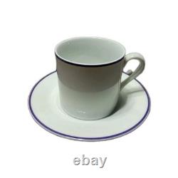 Tiffany & Co Demitasse 6 Sets Cups & Saucers White PURPLE TRIM Rare Japan