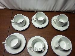 Tiffany & Co Demitasse 6 Sets Cups & Saucers White PURPLE TRIM Rare Japan