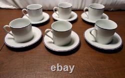 Tiffany & Co Demitasse 6 Sets Cups & Saucers White PURPLE TRIM Rare Japan