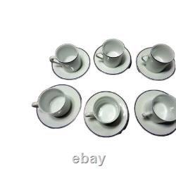 Tiffany & Co Demitasse 6 Sets Cups & Saucers White PURPLE TRIM Rare Japan