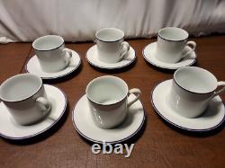Tiffany & Co Demitasse 6 Sets Cups & Saucers White PURPLE TRIM Rare Japan