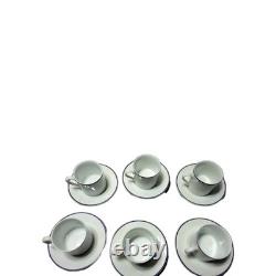 Tiffany & Co Demitasse 6 Sets Cups & Saucers White PURPLE TRIM Rare Japan