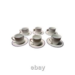 Tiffany & Co Demitasse 6 Sets Cups & Saucers White PURPLE TRIM Rare Japan