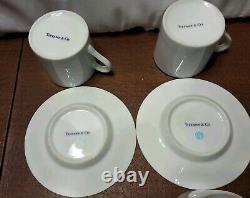 Tiffany & Co Demitasse 6 Sets Cups & Saucers White PURPLE TRIM Rare Japan