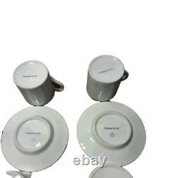 Tiffany & Co Demitasse 6 Sets Cups & Saucers White PURPLE TRIM Rare Japan