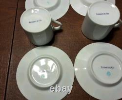 Tiffany & Co Demitasse 6 Sets Cups & Saucers White PURPLE TRIM Rare Japan