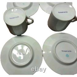 Tiffany & Co Demitasse 6 Sets Cups & Saucers White PURPLE TRIM Rare Japan