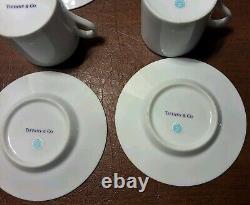 Tiffany & Co Demitasse 6 Sets Cups & Saucers White PURPLE TRIM Rare Japan