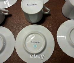 Tiffany & Co Demitasse 6 Sets Cups & Saucers White PURPLE TRIM Rare Japan