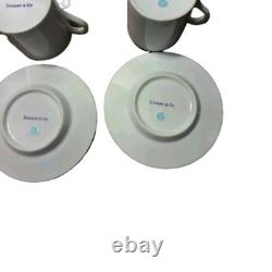 Tiffany & Co Demitasse 6 Sets Cups & Saucers White PURPLE TRIM Rare Japan
