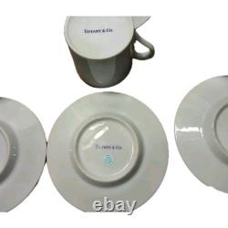 Tiffany & Co Demitasse 6 Sets Cups & Saucers White PURPLE TRIM Rare Japan