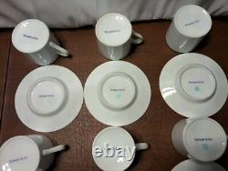 Tiffany & Co Demitasse 6 Sets Cups & Saucers White PURPLE TRIM Rare Japan