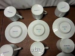 Tiffany & Co Demitasse 6 Sets Cups & Saucers White PURPLE TRIM Rare Japan