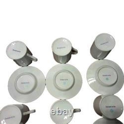 Tiffany & Co Demitasse 6 Sets Cups & Saucers White PURPLE TRIM Rare Japan