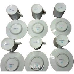 Tiffany & Co Demitasse 6 Sets Cups & Saucers White PURPLE TRIM Rare Japan