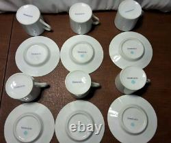 Tiffany & Co Demitasse 6 Sets Cups & Saucers White PURPLE TRIM Rare Japan