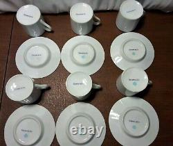 Tiffany & Co Demitasse 6 Sets Cups & Saucers White PURPLE TRIM Rare Japan