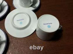 Tiffany & Co Demitasse 6 Sets Cups & Saucers White PURPLE TRIM Rare Japan