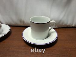 Tiffany & Co Demitasse 6 Sets Cups & Saucers White PURPLE TRIM Rare Japan