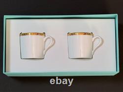 Tiffany & Co. Gold Band Demitasse Cup & Saucer 2pcs Set Authentic with Box