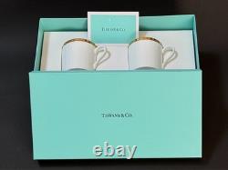 Tiffany & Co. Gold Band Demitasse Cup & Saucer 2pcs Set Authentic with Box