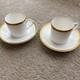 Tiffany & Co. Gold Band Demitasse Cup & Saucer Set 2 Ceramic White Gold