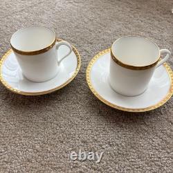 Tiffany & Co. Gold Band Demitasse Cup & Saucer Set 2 Ceramic White Gold
