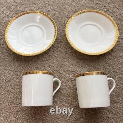Tiffany & Co. Gold Band Demitasse Cup & Saucer Set 2 Ceramic White Gold