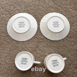 Tiffany & Co. Gold Band Demitasse Cup & Saucer Set 2 Ceramic White Gold