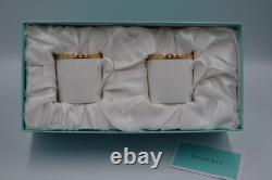 Tiffany & Co Gold Band Demitasse Cups Saucers Pair Made in Japan White Gold Set