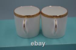 Tiffany & Co Gold Band Demitasse Cups Saucers Pair Made in Japan White Gold Set