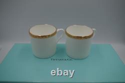 Tiffany & Co Gold Band Demitasse Cups Saucers Pair Made in Japan White Gold Set