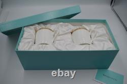 Tiffany & Co Gold Band Demitasse Cups Saucers Pair Made in Japan White Gold Set