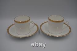 Tiffany & Co Gold Band Demitasse Cups Saucers Pair Made in Japan White Gold Set