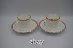 Tiffany & Co Gold Band Demitasse Cups Saucers Pair Made in Japan White Gold Set