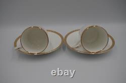 Tiffany & Co Gold Band Demitasse Cups Saucers Pair Made in Japan White Gold Set