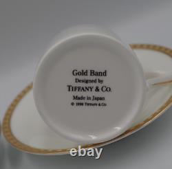 Tiffany & Co Gold Band Demitasse Cups Saucers Pair Made in Japan White Gold Set
