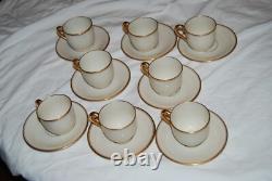 Tiffany & Co Lenox Set of 8 demitasse espresso cups and saucers, ivory & gold